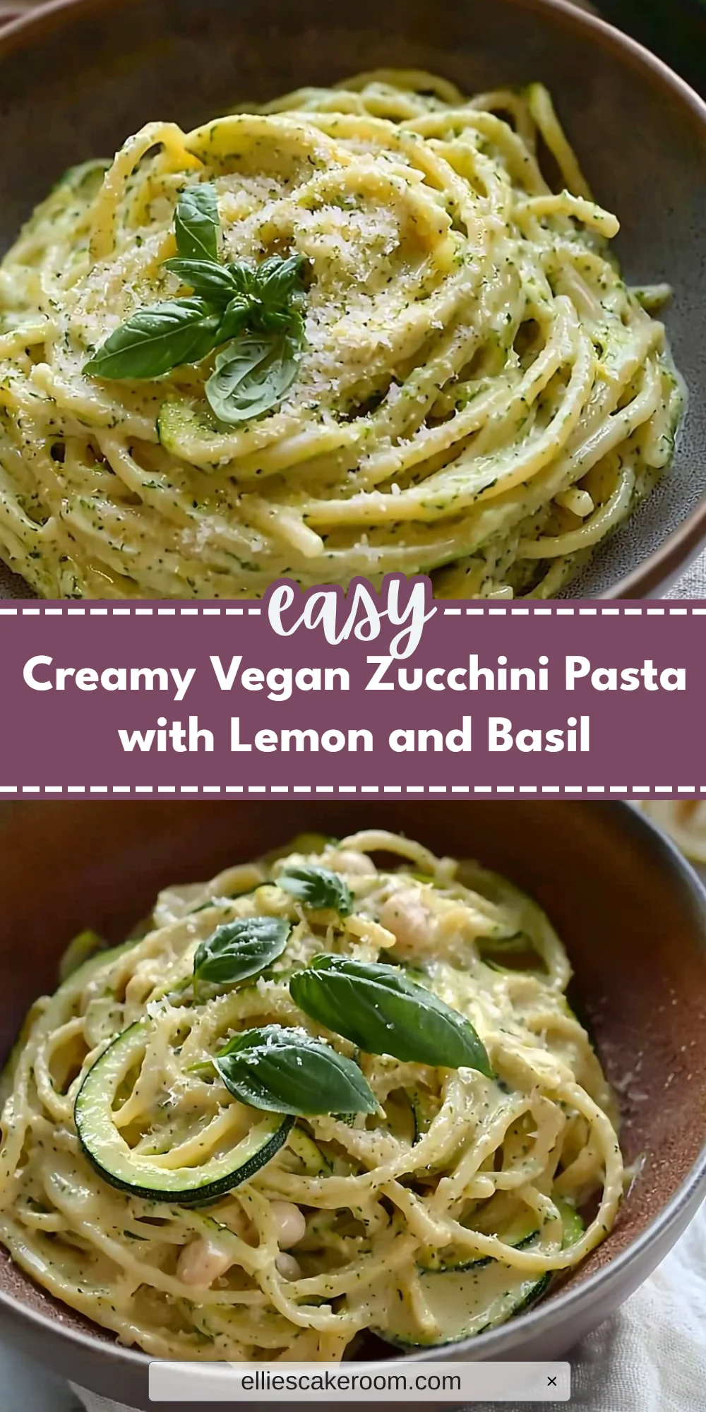 Creamy Vegan Zucchini Pasta with Lemon and Basil