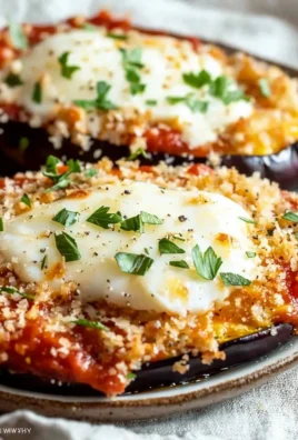 Crispy Baked Eggplant Parmesan on a plate