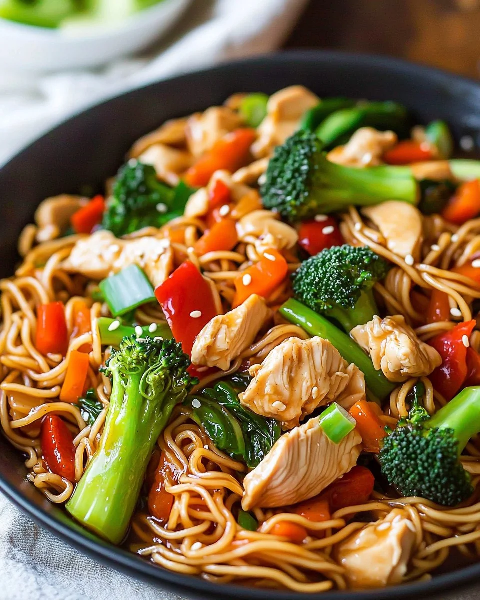 Delicious easy chicken stir fry with colorful vegetables and tender chicken pieces