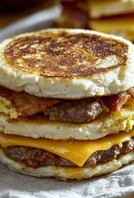 Homemade McGriddle breakfast sandwiches with syrup and sausage