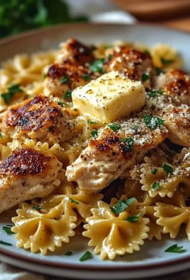 Garlic Butter Chicken served with Bowtie Pasta, a delicious weeknight meal.