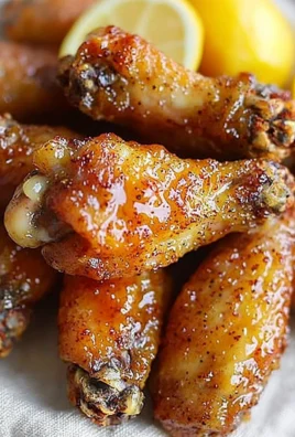 Delicious honey lemon pepper wings garnished and ready to serve.