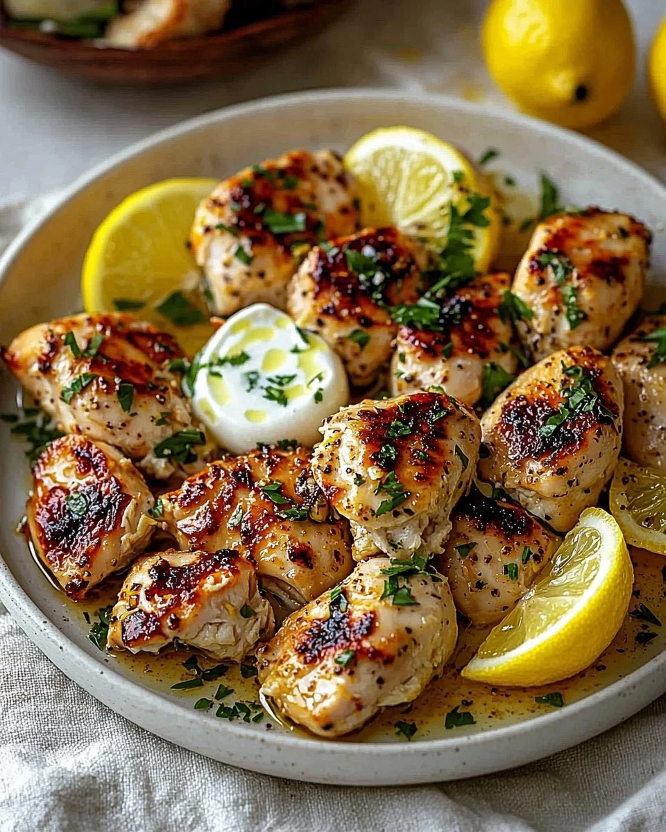 Delicious Lebanese Lemon Garlic Chicken served with herbs and spices
