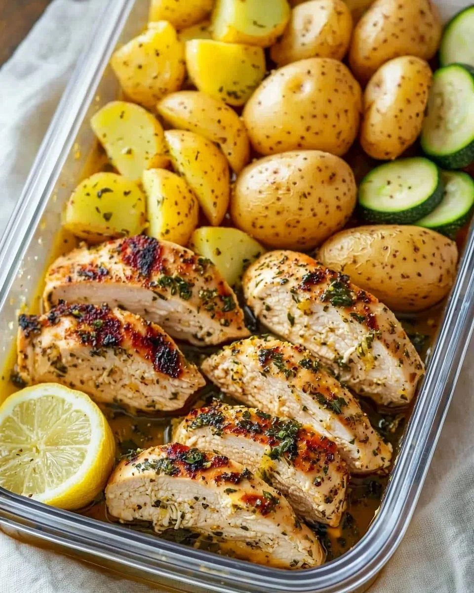Lemon garlic chicken dish prepared for meal prep and easy weeknight meals.