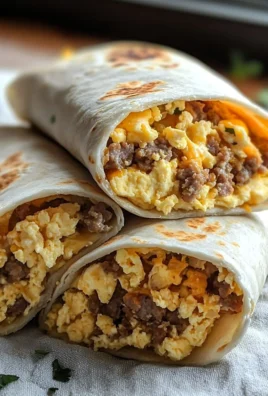 Freezer breakfast burritos stacked with ingredients for easy meal prep