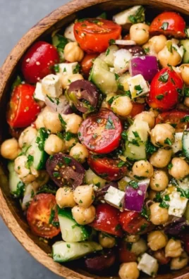 Mediterranean chickpea salad with fresh vegetables and herbs