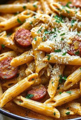 One-Pot Creamy Spicy Cajun Sausage Pasta dish in a skillet