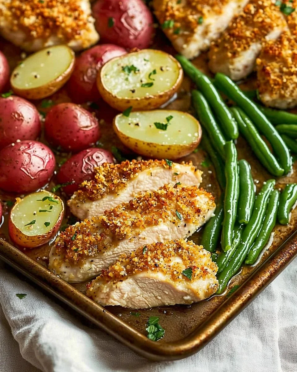 Parmesan Crusted Chicken Sheet Pan Dinner