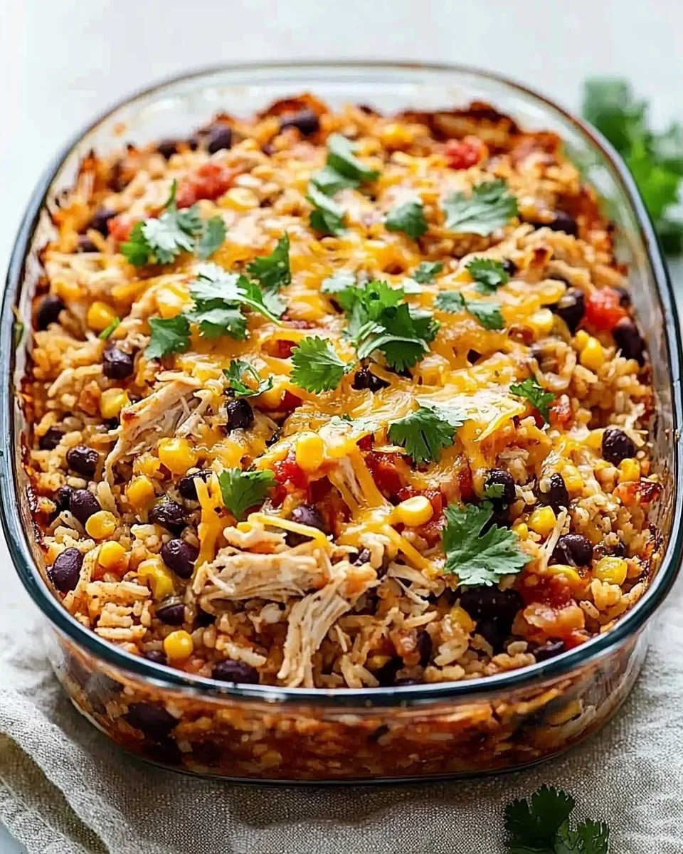 Protein Burrito Casserole dish with colorful ingredients and toppings