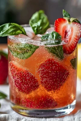 Refreshing Strawberry Basil Smash Cocktail in a glass garnished with basil