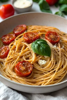 Roasted Tomato and Garlic Ricotta Pasta served in a bowl with fresh herbs