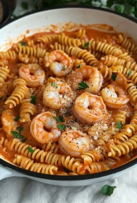 Delicious Rose Shrimp Pasta topped with Italian pink sauce.