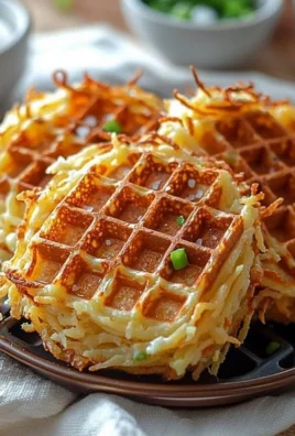 Savory hashbrown chaffles served on a plate