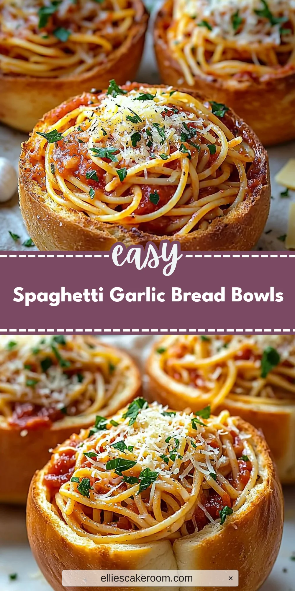 Spaghetti Garlic Bread Bowls