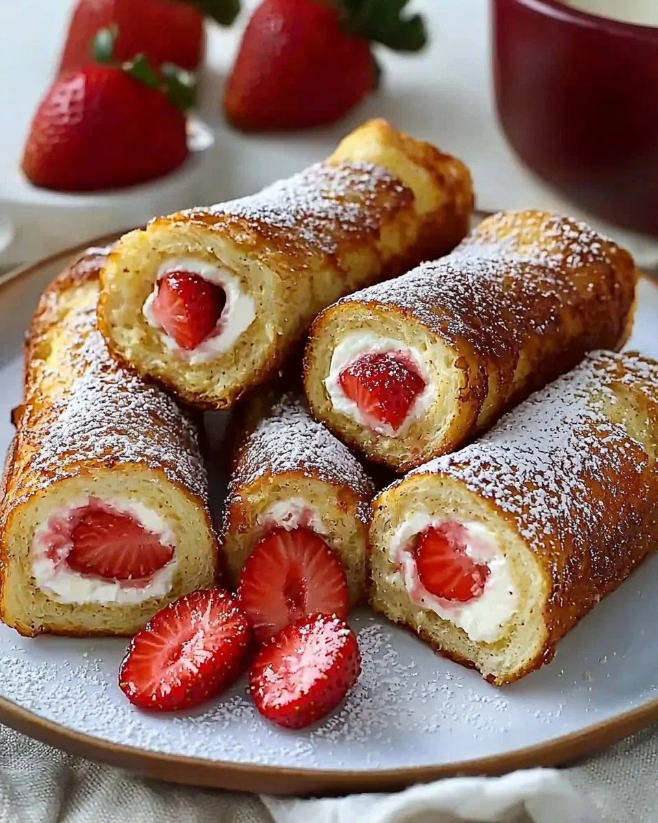 Strawberry and Cream French Toast Roll-Ups