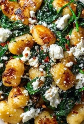 Creamy gnocchi dish with spinach and feta cheese