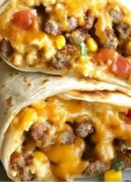 Delicious breakfast burrito twisted with vibrant flavors and fresh ingredients