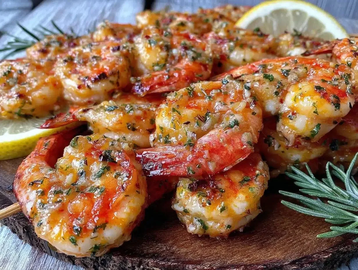 Flavorful Grilled Shrimp Skewers with Zesty Lemon Garlic Marinade