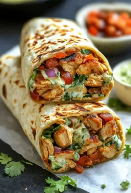 Grilled Chicken Burrito drizzled with Chipotle Ranch Dressing on a plate