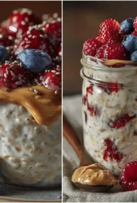 Healthy overnight oats for gestational diabetes with almond butter and berries
