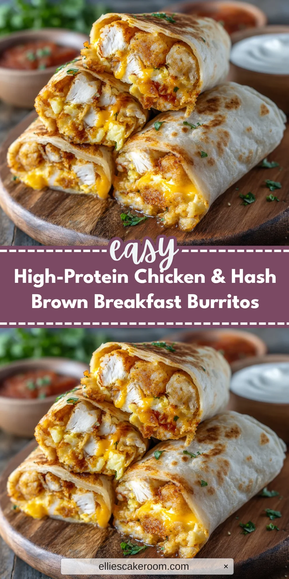 High-Protein Chicken & Hash Brown Breakfast Burritos