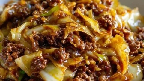 Low Carb Mongolian Ground Beef and Cabbage