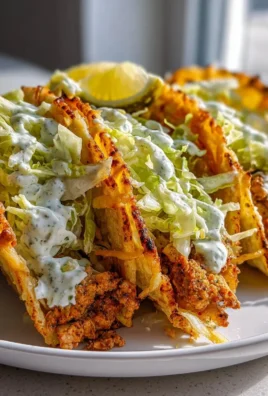 Delicious Dill Pickle Ranch Tacos with smashed chicken filling