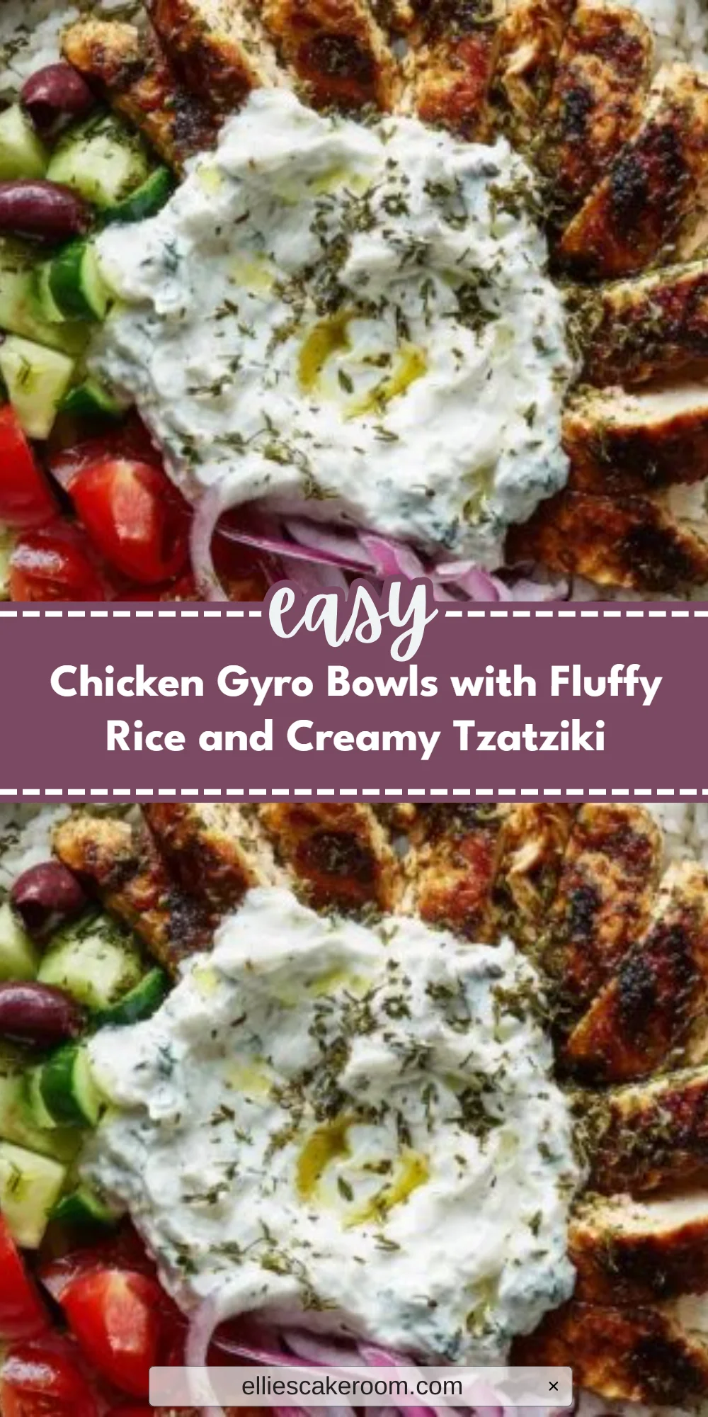 Chicken Gyro Bowls with Fluffy Rice and Creamy Tzatziki
