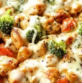 Creamy low-carb Tuscan chicken dish garnished with vegetables