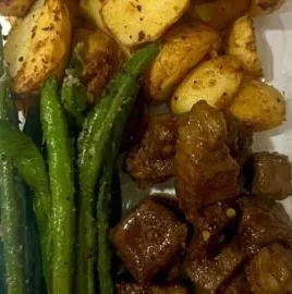 Delicious garlic balsamic steak bites served on a platter