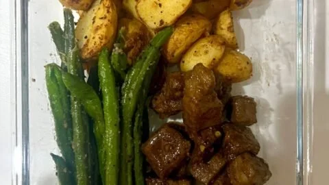 Delicious garlic balsamic steak bites served on a platter