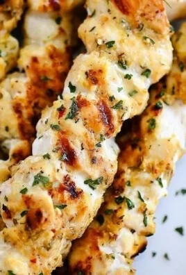 Garlic Parmesan Chicken Kebabs with grilled vegetables served on a plate