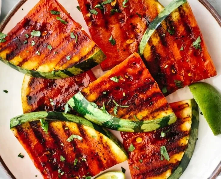 Grilled Watermelon with Honey, Lime, and Cilantro