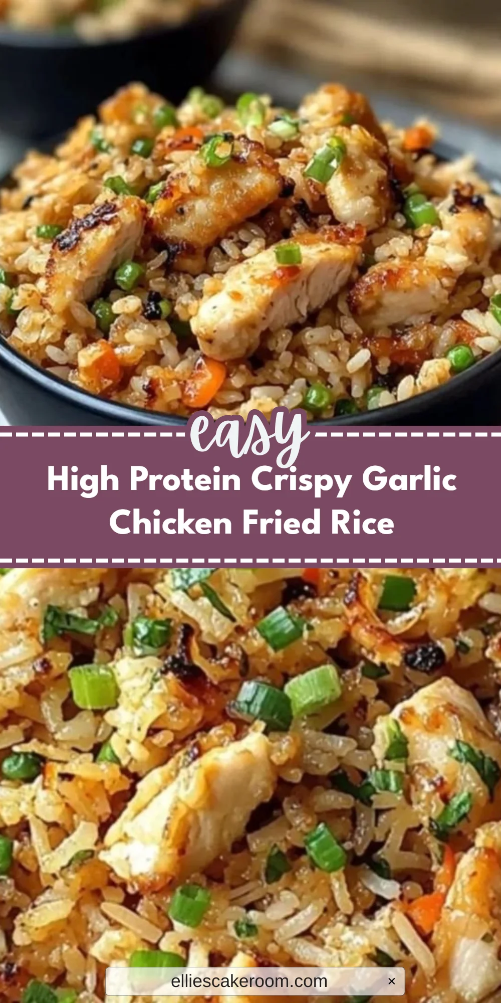 High Protein Crispy Garlic Chicken Fried Rice