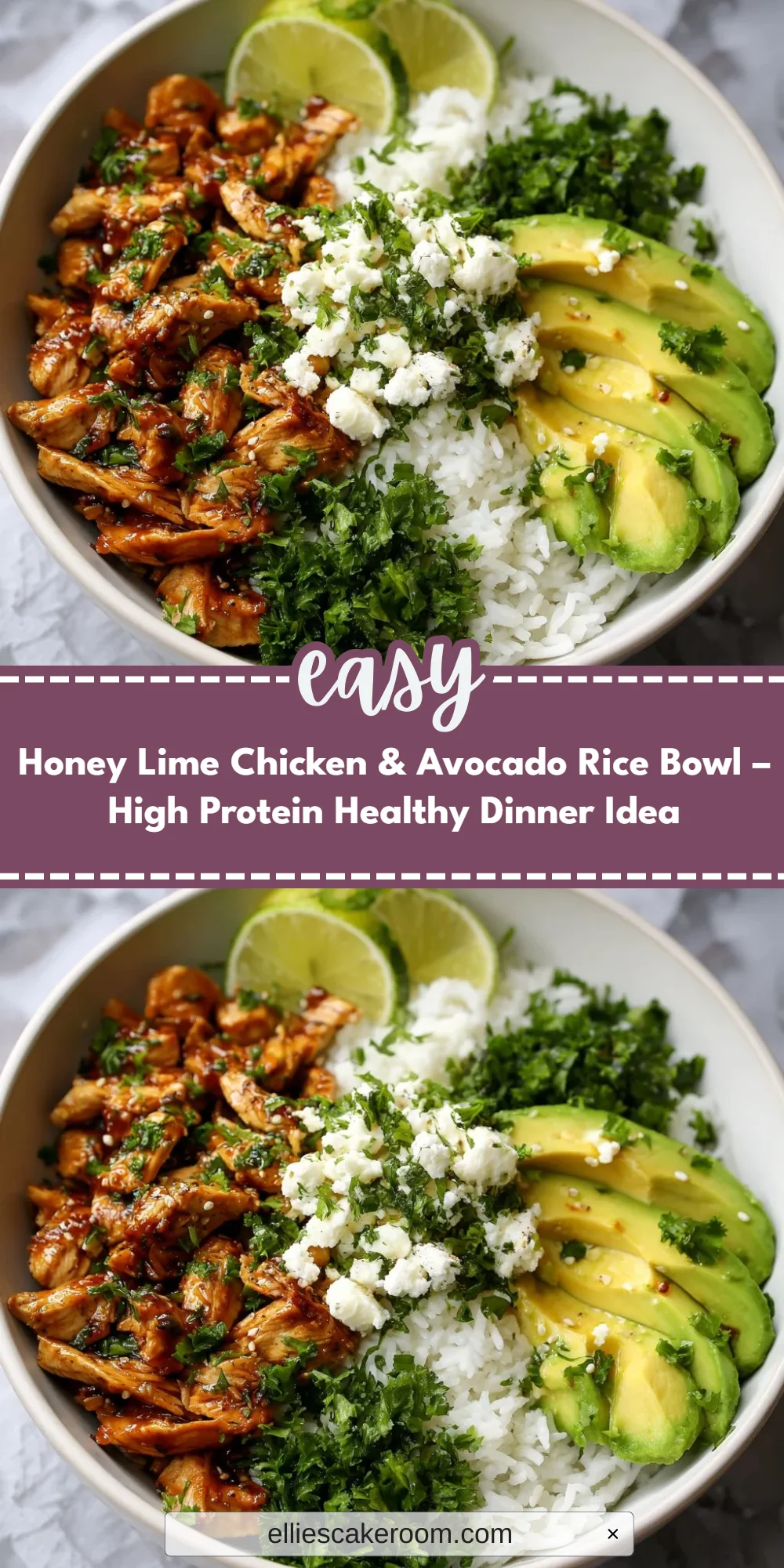 Honey Lime Chicken & Avocado Rice Bowl – High Protein Healthy Dinner Idea