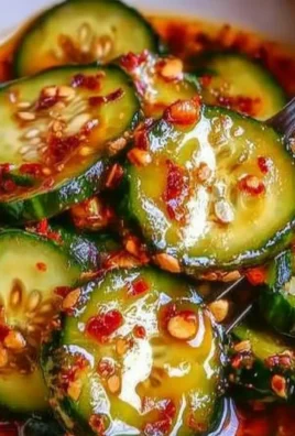 Bowl of Korean Cucumber Salad with fresh vegetables and spicy dressing.