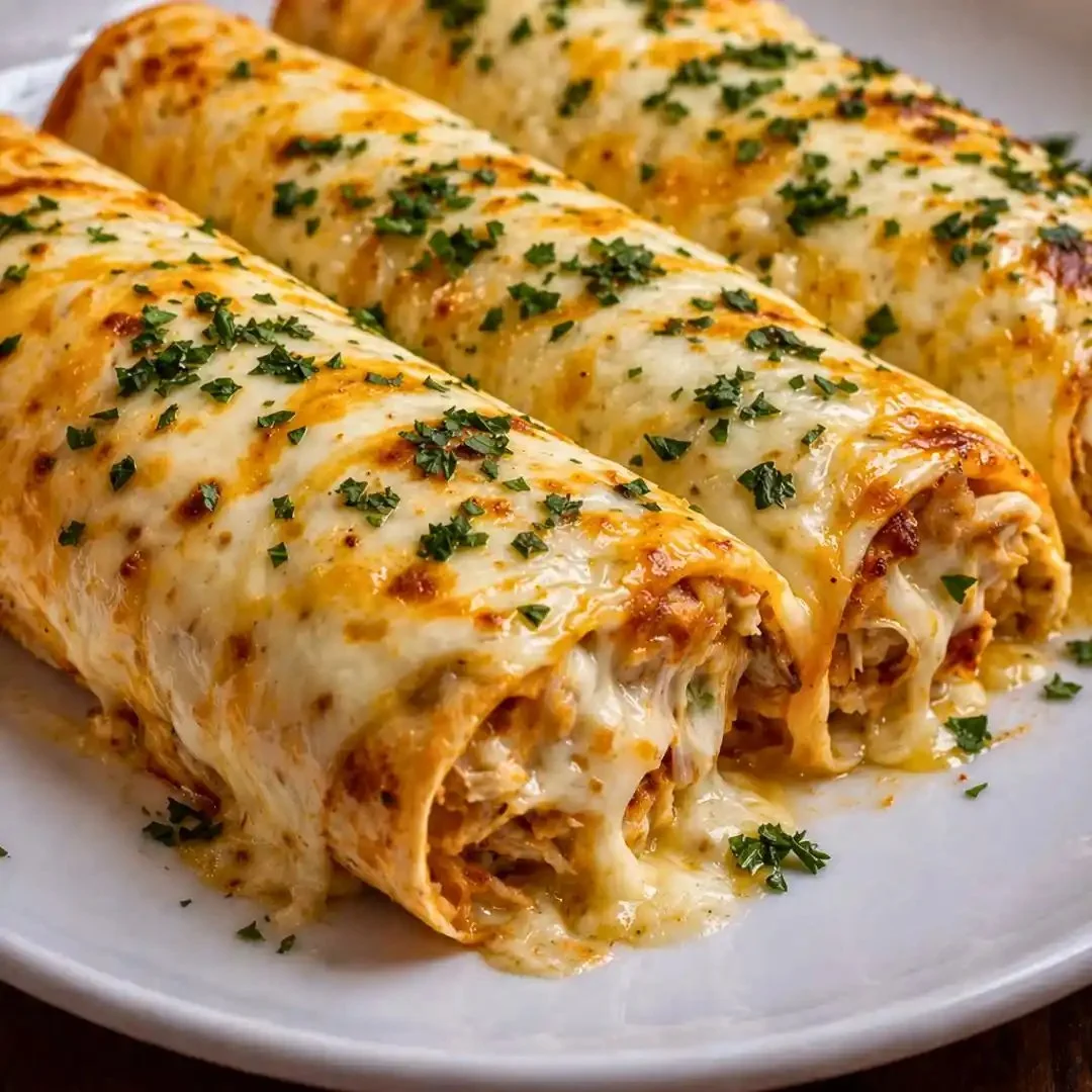 Delicious quick and healthy chicken enchiladas topped with cheese and fresh ingredients.