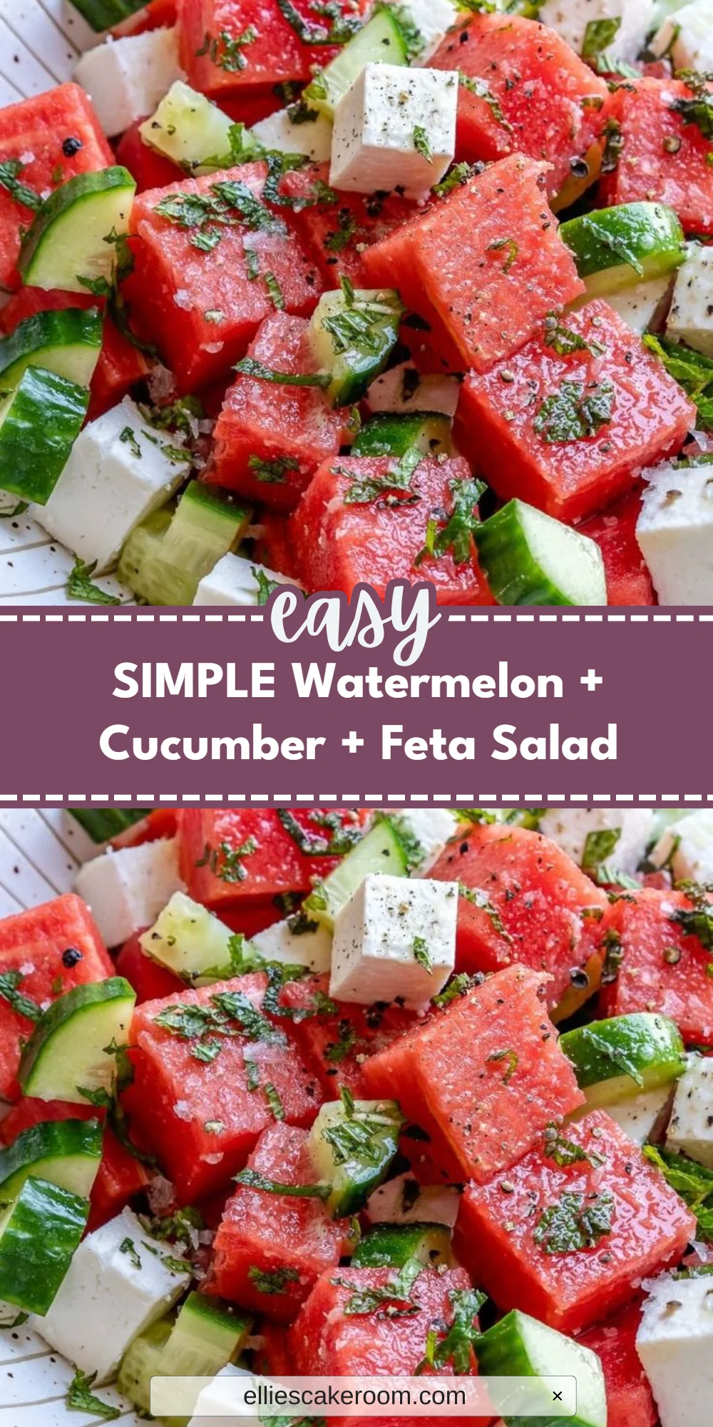 SIMPLE Watermelon + Cucumber + Feta Salad