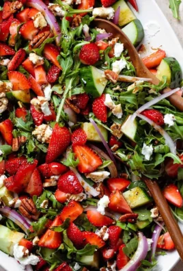 Delicious Strawberry Goat Cheese Salad with fresh greens and strawberries