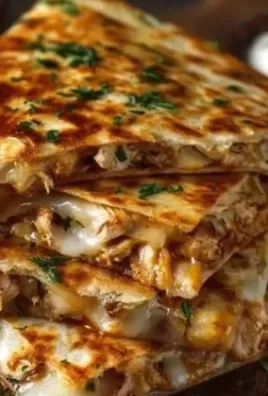 Cheesy hot honey chicken quesadillas served on a plate