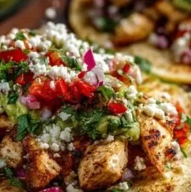 Delicious chicken street tacos served with fresh toppings