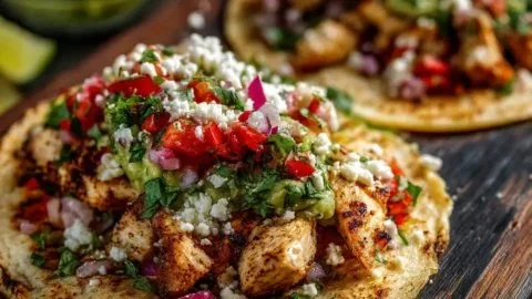 Delicious chicken street tacos served with fresh toppings