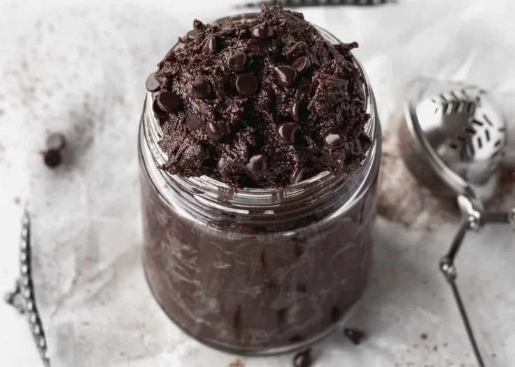 Delicious edible brownie batter ready to enjoy straight from the bowl