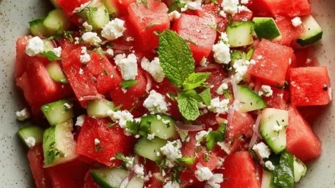 Fresh Watermelon Salad with Feta Cheese