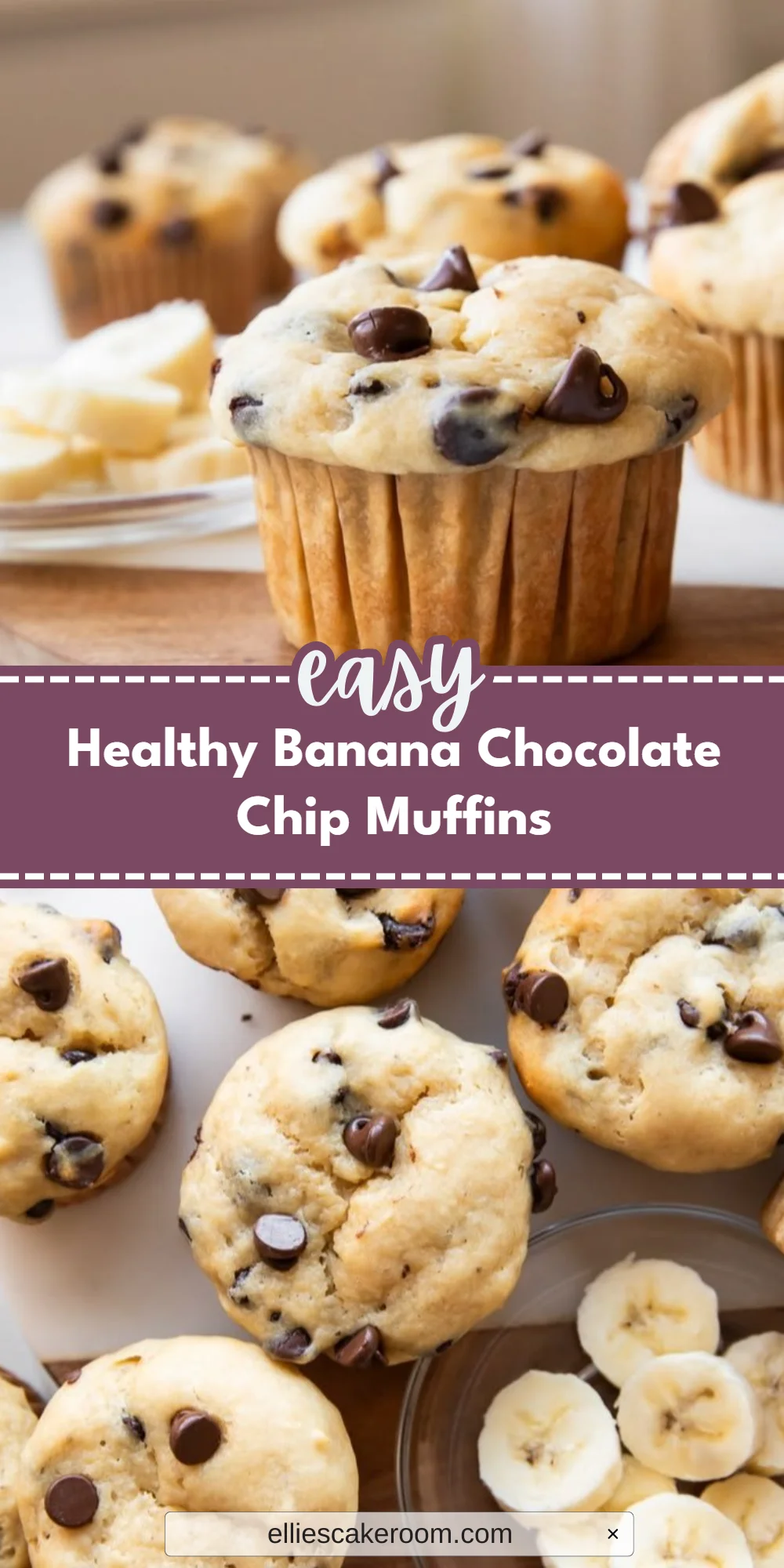 Healthy Banana Chocolate Chip Muffins