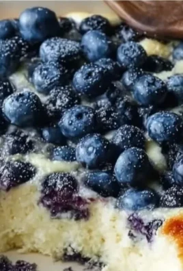 High protein blueberry cottage cheese breakfast bake topped with fresh blueberries