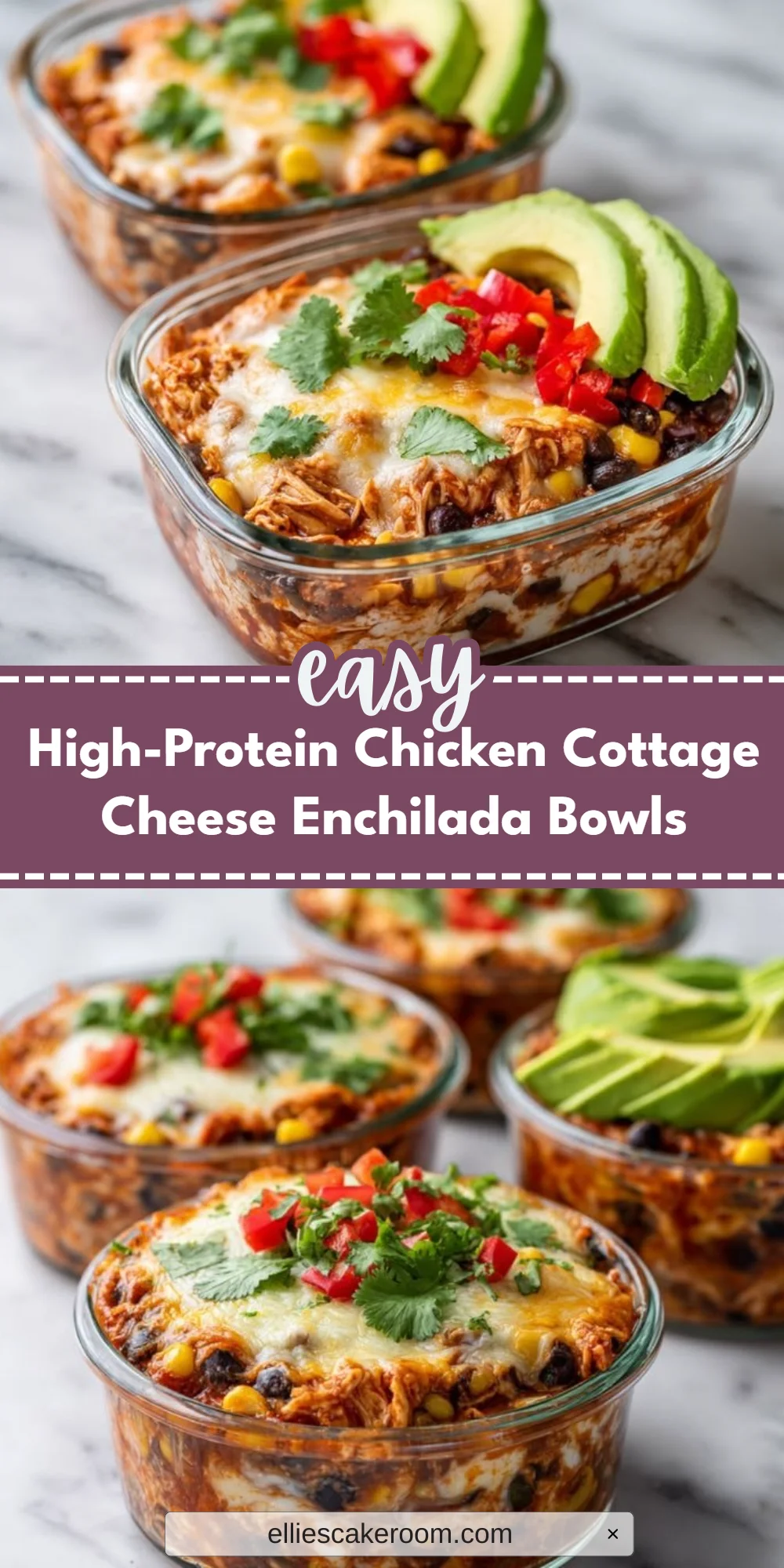 High-Protein Chicken Cottage Cheese Enchilada Bowls