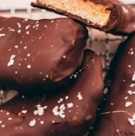 High Protein Twix Bars with chocolate and caramel layers for a healthy snack