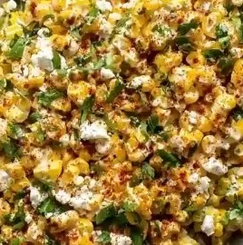 Delicious Mexican street corn salad with vibrant ingredients.