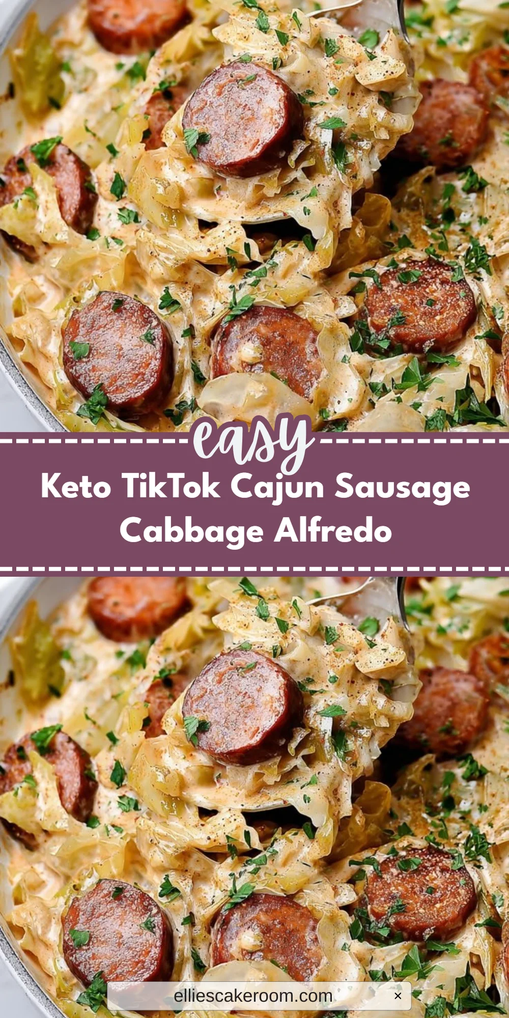 Keto TikTok Cajun Sausage Cabbage Alfredo